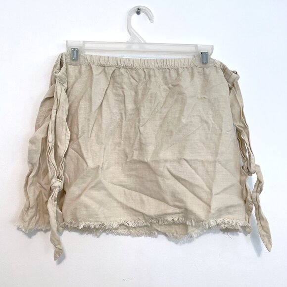 CLOTH & STONE ANTHROPOLOGIE ANTHRO Frayed Off the Shoulder Top Cream Boho Hippie - Picture 13 of 16